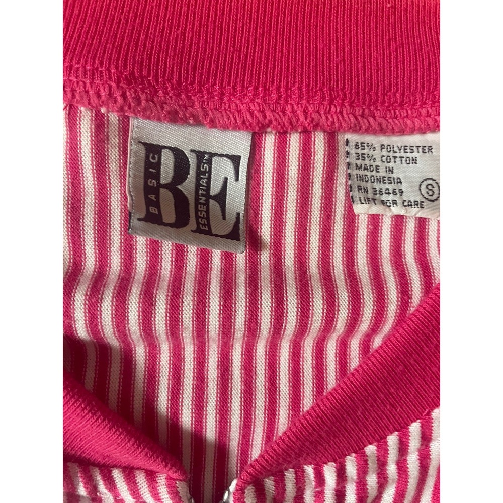 Vintage 80's Women Pink Fuchsia And White Striped Jacket Women's Size Small Zip - Picture 2 of 5